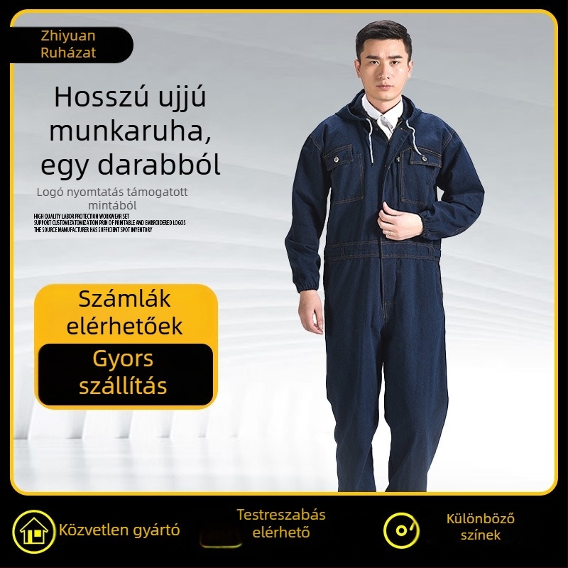 Férfi kamufláls overall, laza szabású, pamut-polyészter keverék anyagból, bélés poliészterrel; szennyeződés elleni védelem és dekontamináció; alkalmas hegesztésre, festésre, gépjavításra és állattenyésztésre.
