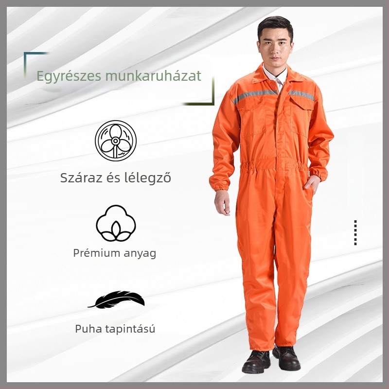 Férfi kamufláls overall, laza szabású, pamut-polyészter keverék anyagból, bélés poliészterrel; szennyeződés elleni védelem és dekontamináció; alkalmas hegesztésre, festésre, gépjavításra és állattenyésztésre.