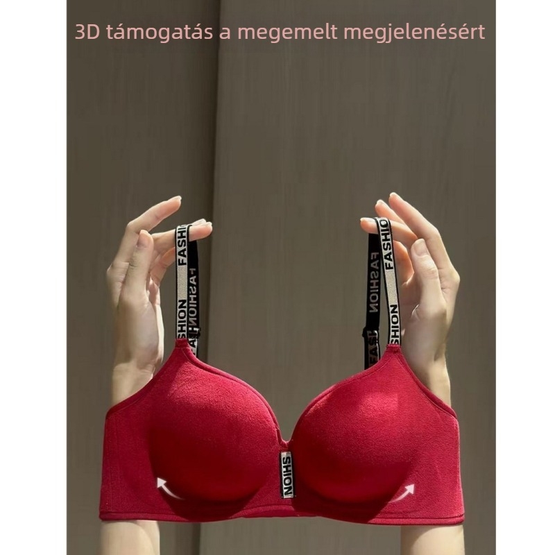 Flanellel bélelt téli női push-up melltartó, V-formájú, légáteresztő, meleg és vastagított a kicsi mellekhez