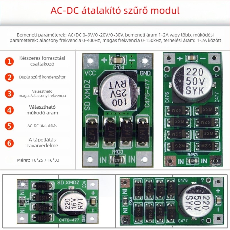 AC-DC egyenirányító-szűrő modul — kapcsolóüzemű tápegység, 0-9V/20V/30V, 1-3A