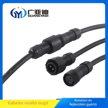 F típusú vízálló dugaszoló csatlakozó nylonból, LED modulhoz, külső kábel, derékszögű csatlakozás, 2–3 vezeték, 4,3 A, 6,5 V