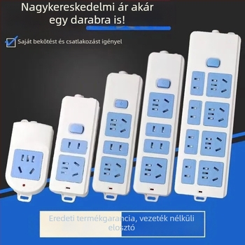 Többszörös csatlakozós hosszabbító otthoni használatra, 10A/2500W, PP+PC ház, CCC minősített, 220-250V