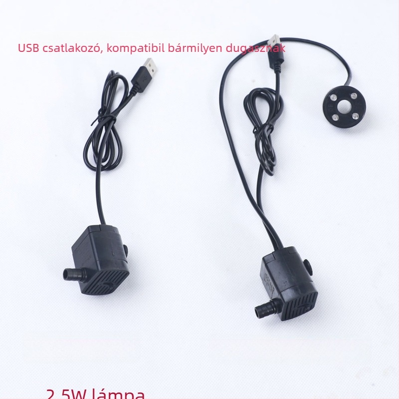 Mini USB-szubmerziós pumpa, 5V, halk működés, akváriumhoz és dekoratív szikla vízeséshez, súly 0.15 kg