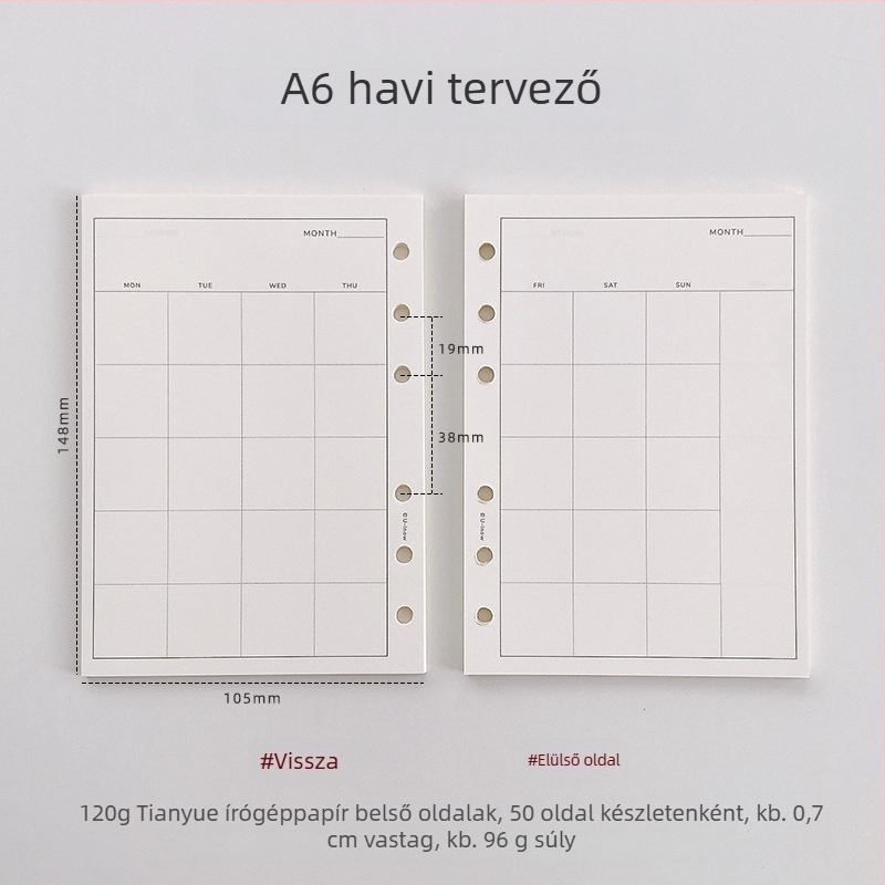 Oldható belső oldalakkal rendelkező naptár, 120 g TianYue papír, rácsos és üres oldalak