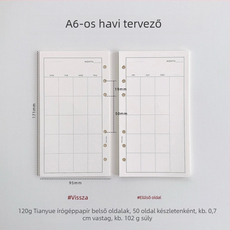 Oldható belső oldalakkal rendelkező naptár, 120 g TianYue papír, rácsos és üres oldalak