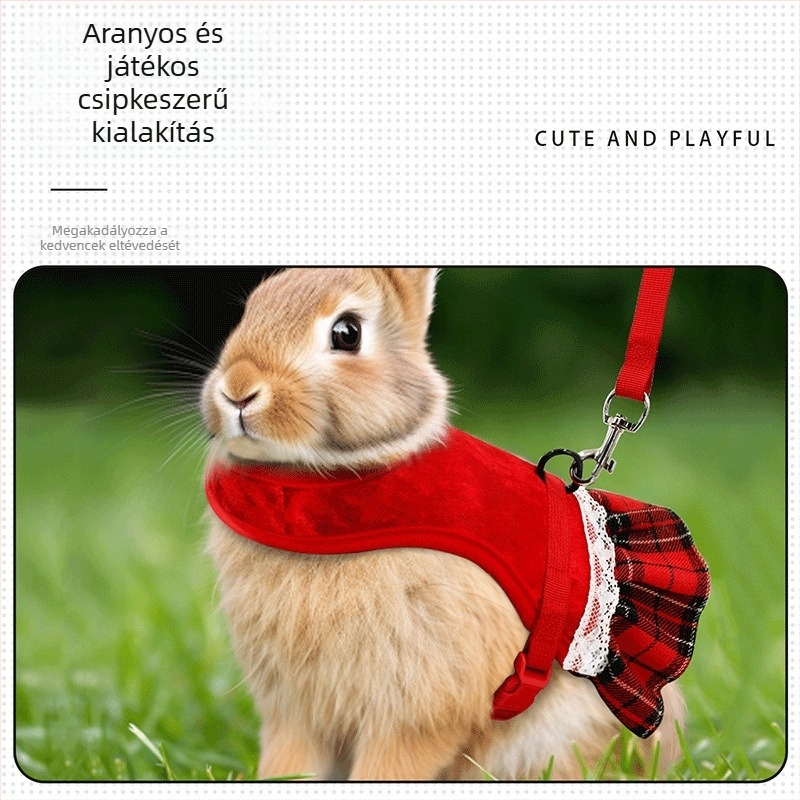 Karácsonyi kisállat-hám mell- és háti pántokkal macskák, nyuszik és tengerimalacok számára — poliészter