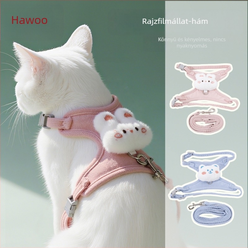 Macska hám sétához, poliészter, I-alakú kivitel, állítható, Hawoo/haowo