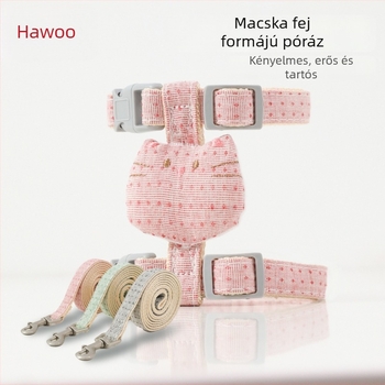 I-alakú macska hám állítható kötéllel - anyag: szövet, Hawoo