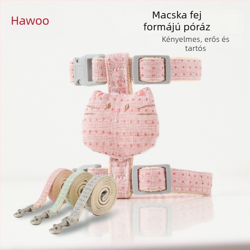 I-alakú macska hám állítható kötéllel - anyag: szövet, Hawoo