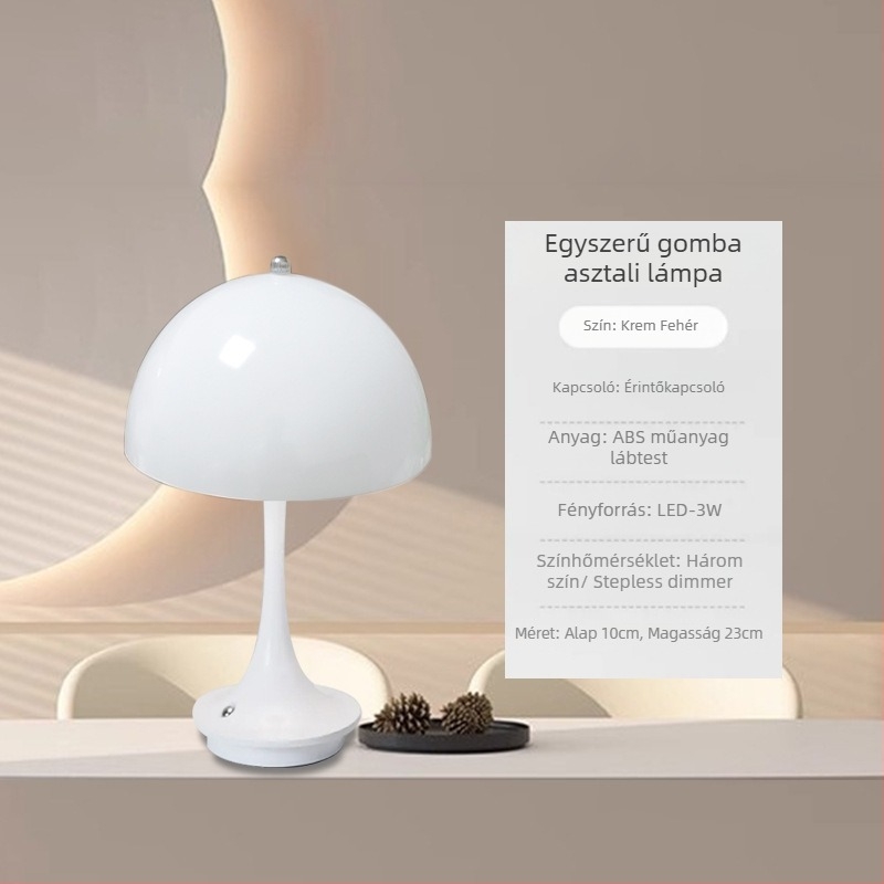 Gombás formájú asztali lámpa pár, érintéses kapcsolóval, max. 5W, feszültség ≤36V, éjszakai fény és tanulmányi lámpa