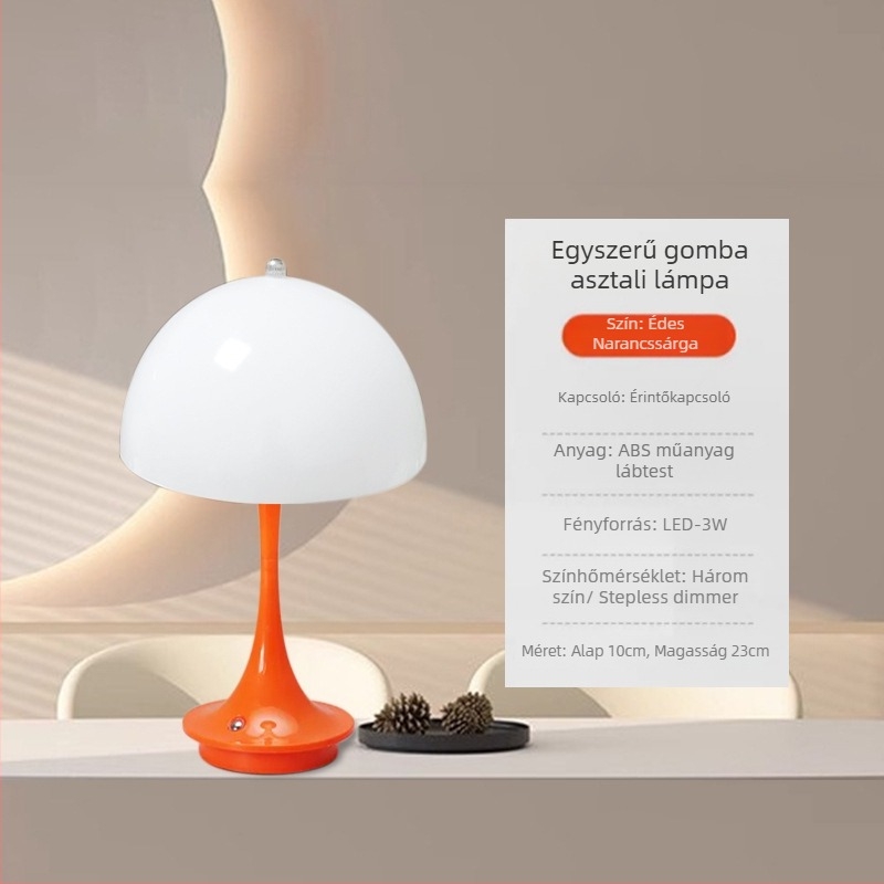 Gombás formájú asztali lámpa pár, érintéses kapcsolóval, max. 5W, feszültség ≤36V, éjszakai fény és tanulmányi lámpa