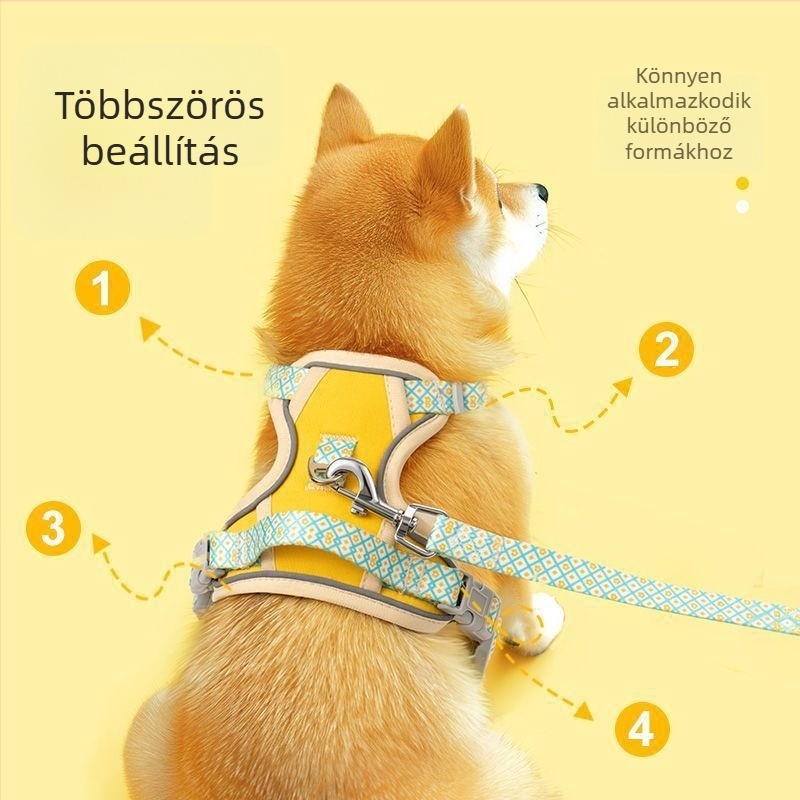 Kutyához való hát- és mellkasi hám, hátizsákszerű dizájnnal, állítható, szakadásálló és menekülésbiztos