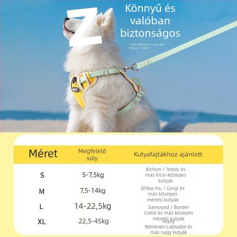 Kutyához való hát- és mellkasi hám, hátizsákszerű dizájnnal, állítható, szakadásálló és menekülésbiztos