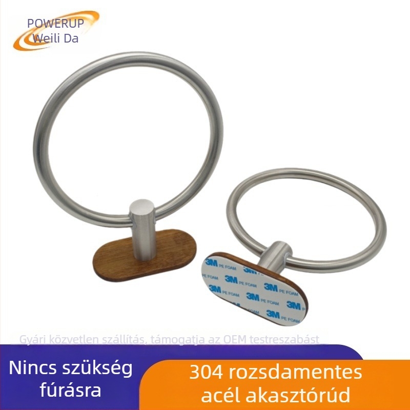 Ovális törölközőtartó, modern minimál stílus, csiszolt felülettel, fúrás nélküli szerelés, fürdőszoba
