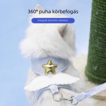 Macska mellény-stílusú hám hosszú pórázzal, anti-szakadás biztonság, nyakba szorítás nélkül