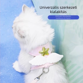 Macska mellény-stílusú hám hosszú pórázzal, anti-szakadás biztonság, nyakba szorítás nélkül