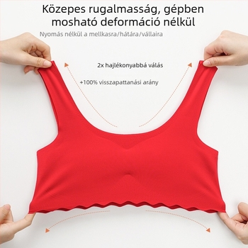 Lányoknak szóló mellény-stílusú melltartó, drót nélküli, teljes kosár, vékony formázott belső betét, anyag nylon, belső poliészter bélés, fix vállpántok