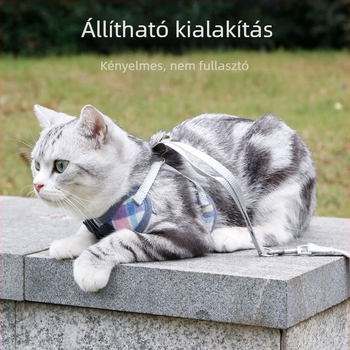 Macska hám és póráz, mellény-stílusú, mini méret, kiszabadulás elleni védelem, háziállat-kiegészítők