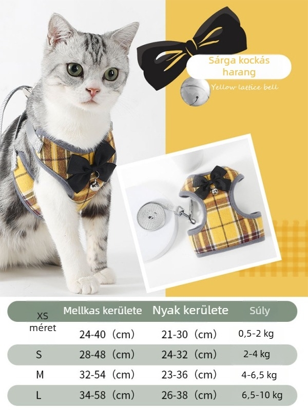 Macska hám és póráz, mellény-stílusú, mini méret, kiszabadulás elleni védelem, háziállat-kiegészítők