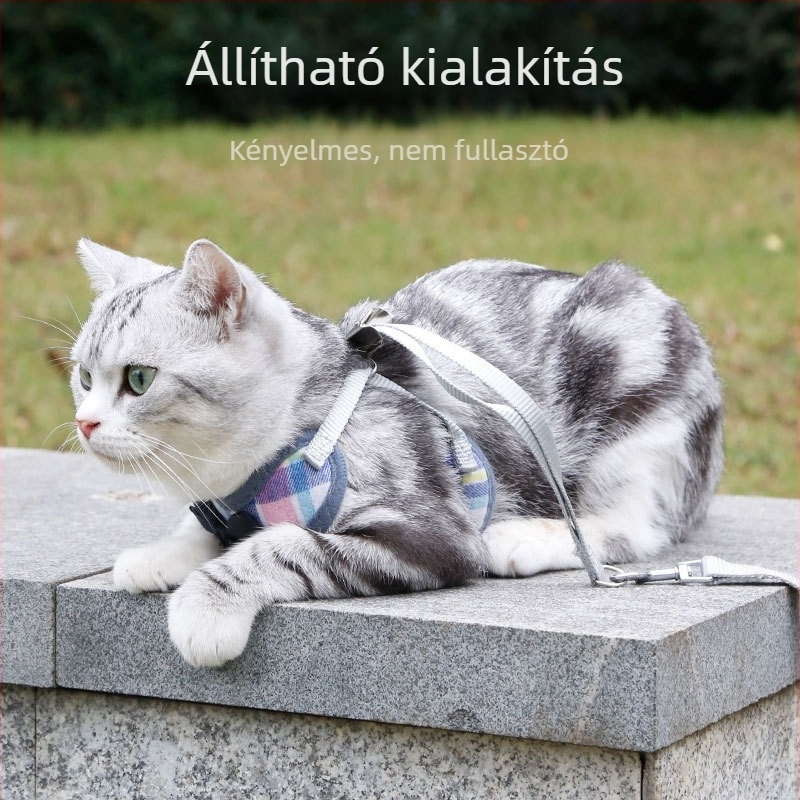 Macska hám és póráz, mellény-stílusú, mini méret, kiszabadulás elleni védelem, háziállat-kiegészítők