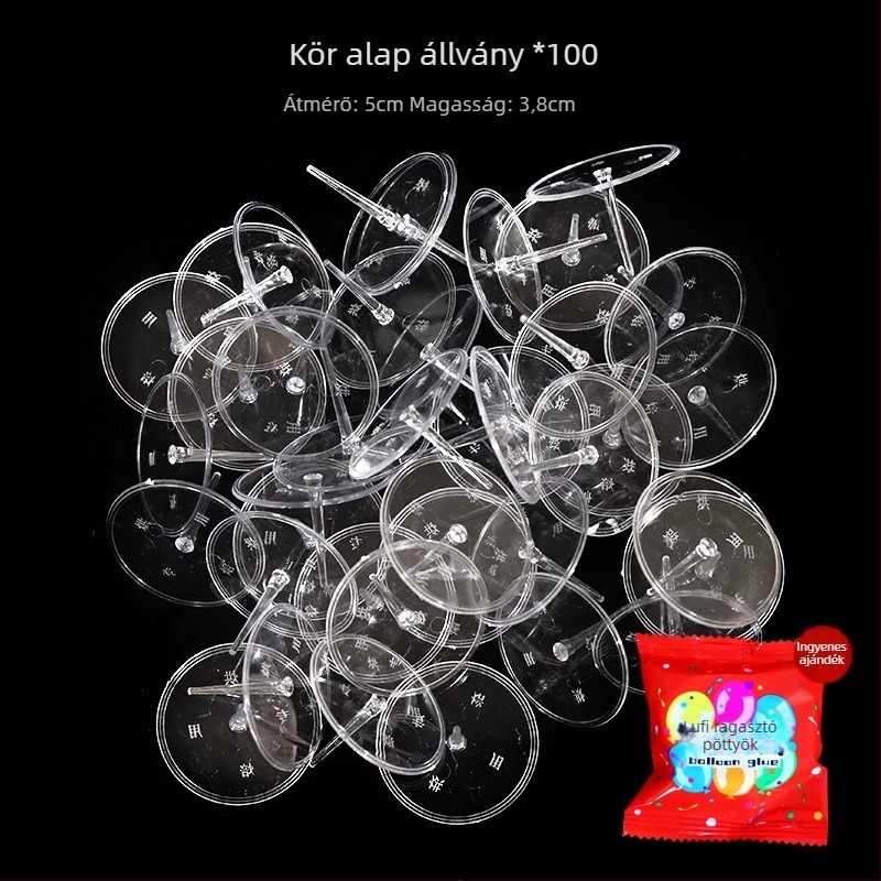 Átlátszó műanyag alap tortadíszítő babákhoz — dugaszolható alap tartó, 100 darab