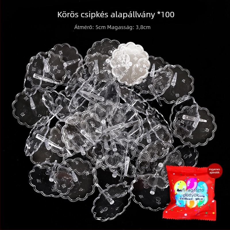 Átlátszó műanyag alap tortadíszítő babákhoz — dugaszolható alap tartó, 100 darab