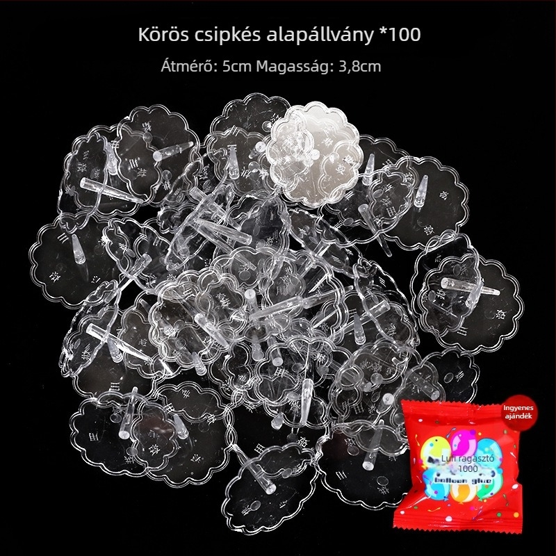 Átlátszó műanyag alap tortadíszítő babákhoz — dugaszolható alap tartó, 100 darab