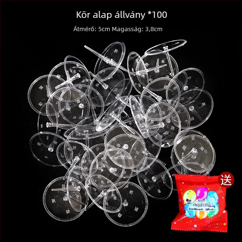 Átlátszó műanyag alap tortadíszítő babákhoz — dugaszolható alap tartó, 100 darab