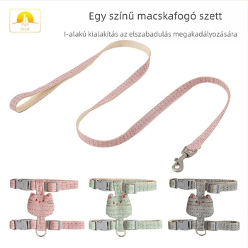 I-alakú macska hám, pamut és len anyag, ABS csatok, fém kiegészítők