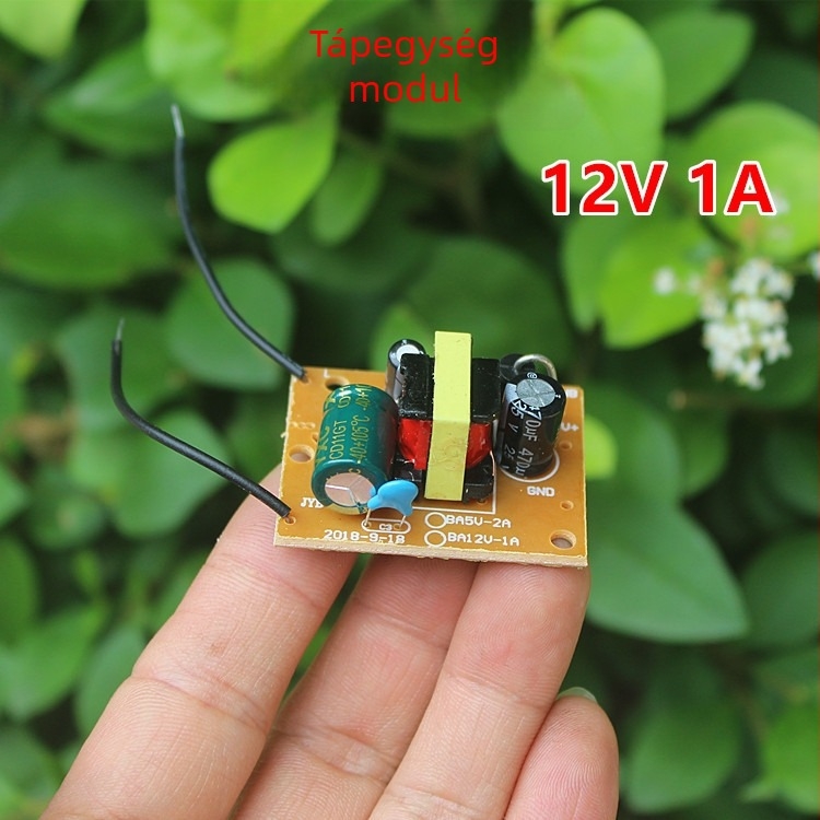 12V 12W kapcsolóüzemű tápegység modul, AC-DC, bemenet 220V, kimenet 12V
