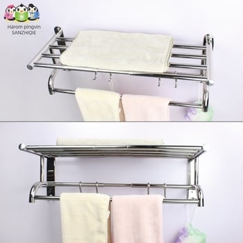 Rozsdamentes acél teleszkópos törölközőtartó, tükörfényes felület, teherbírás 20 kg, dupla rétegű kivitel, törölközők felakasztására