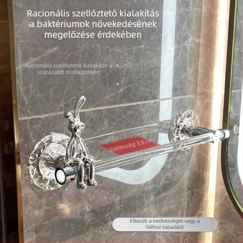 Akril törölközőtartó, egy rúddal, fúrás nélküli telepítés, fürdőszobai tárolás, 10 kg teherbírás