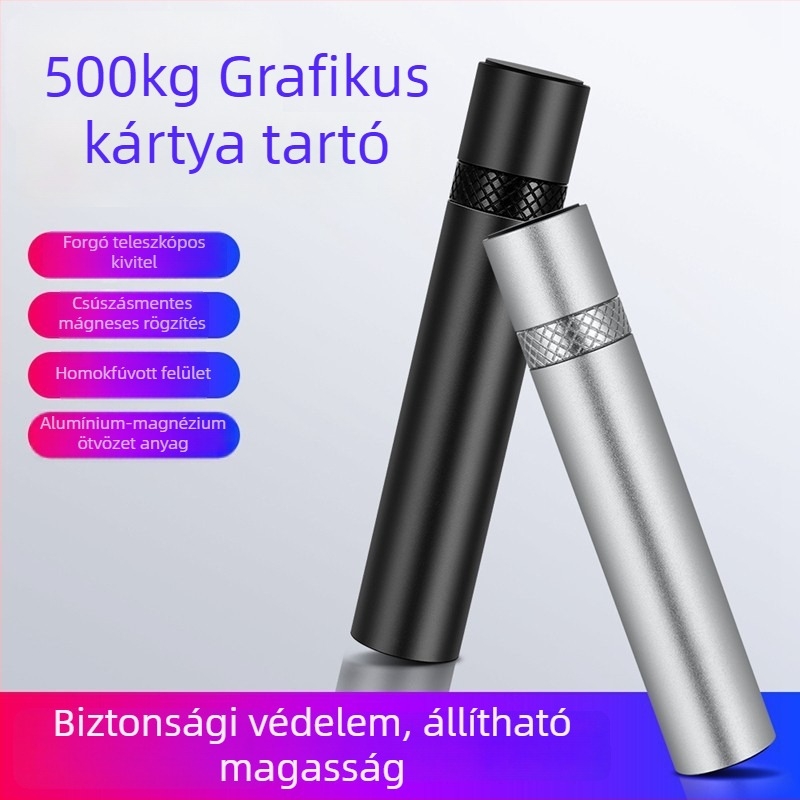 Grafikus kártya tartó – alumínium keret mágneses alappal, ITX mini PC-hez, többirányú állíthatóság, anti-hajlítás