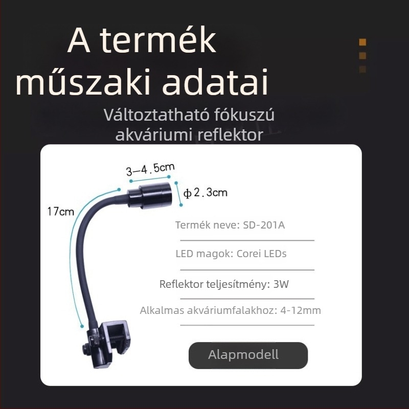 LED akváriumi spotlámpa zoom funkcióval – vízinövényekhez és teknősöknek