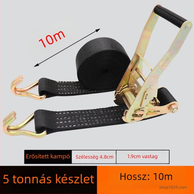 Acélvázú rögzítő heveder szorító zármechanizmussal, poliészter, teherbírás 3t, nettó tömeg 1,4 kg