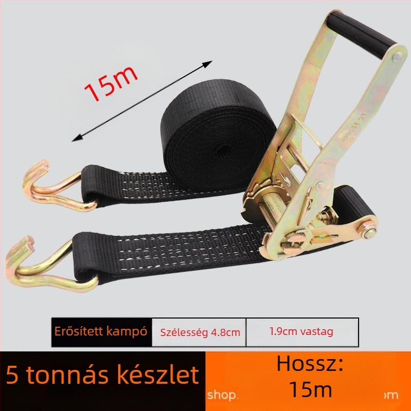 Acélvázú rögzítő heveder szorító zármechanizmussal, poliészter, teherbírás 3t, nettó tömeg 1,4 kg
