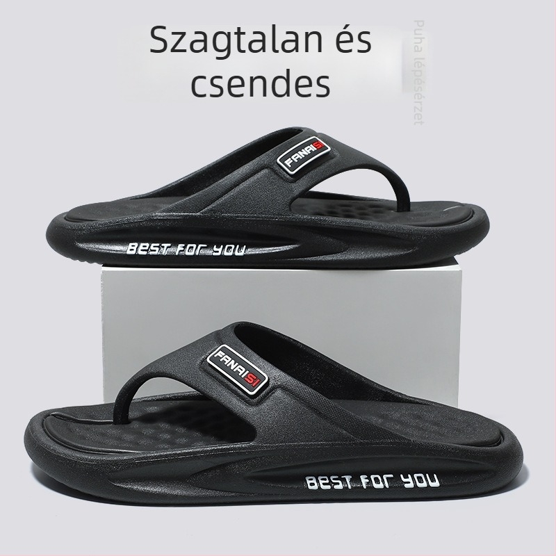 Férfi PVC flip-flop papucs, nyitott lábujjakkal, lélegző, könnyű, csúszásmentes, 3 cm vastag talp, injektált talpú