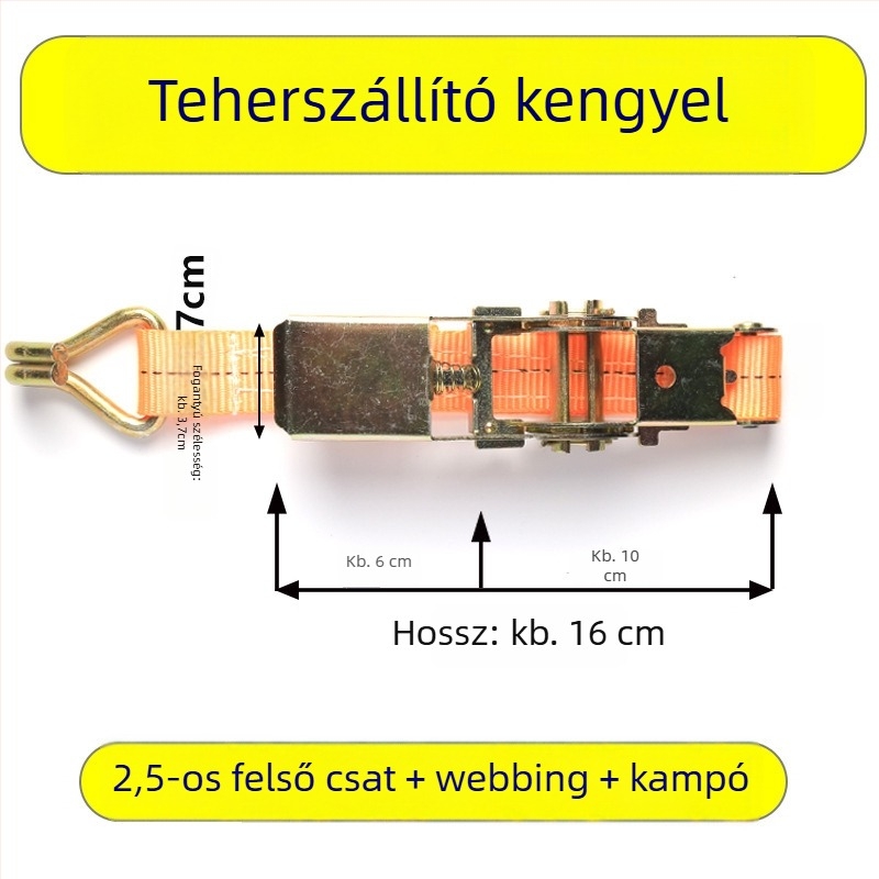 Szállítási heveder feszítő, ratchet mechanizmussal, szélesített és megvastagodott testtel
