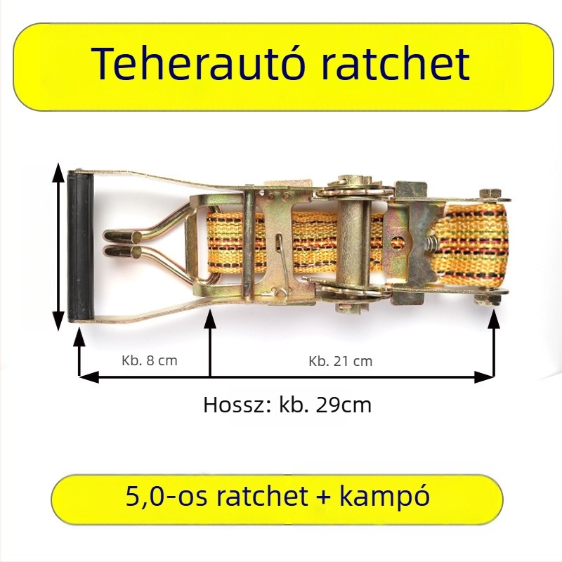 Szállítási heveder feszítő, ratchet mechanizmussal, szélesített és megvastagodott testtel