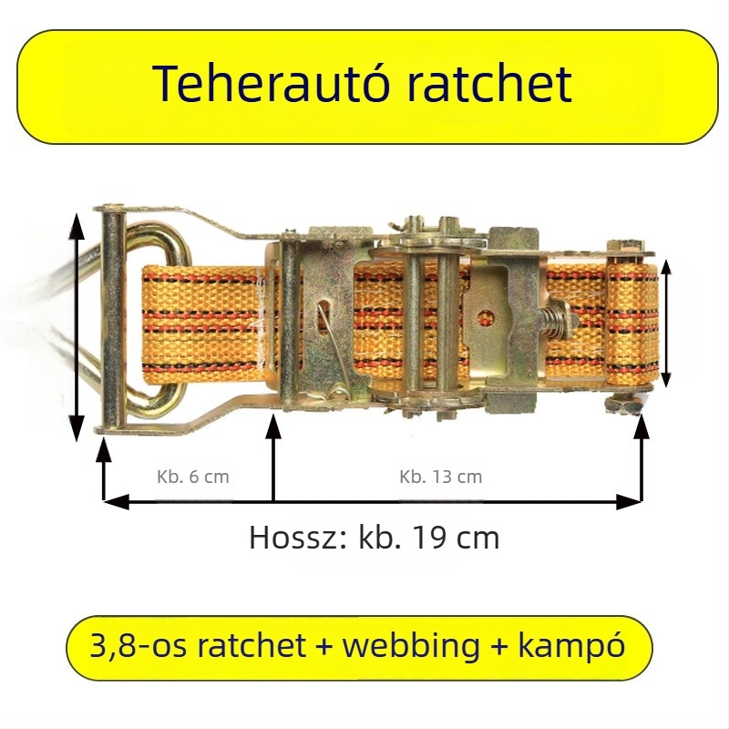 Szállítási heveder feszítő, ratchet mechanizmussal, szélesített és megvastagodott testtel