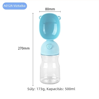 Kisállat utazó vízpalack kétfedeles, ABS anyagból, ideális utazásokhoz