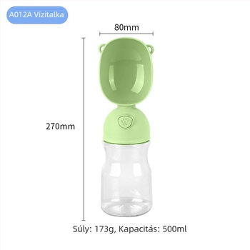 Kisállat utazó vízpalack kétfedeles, ABS anyagból, ideális utazásokhoz