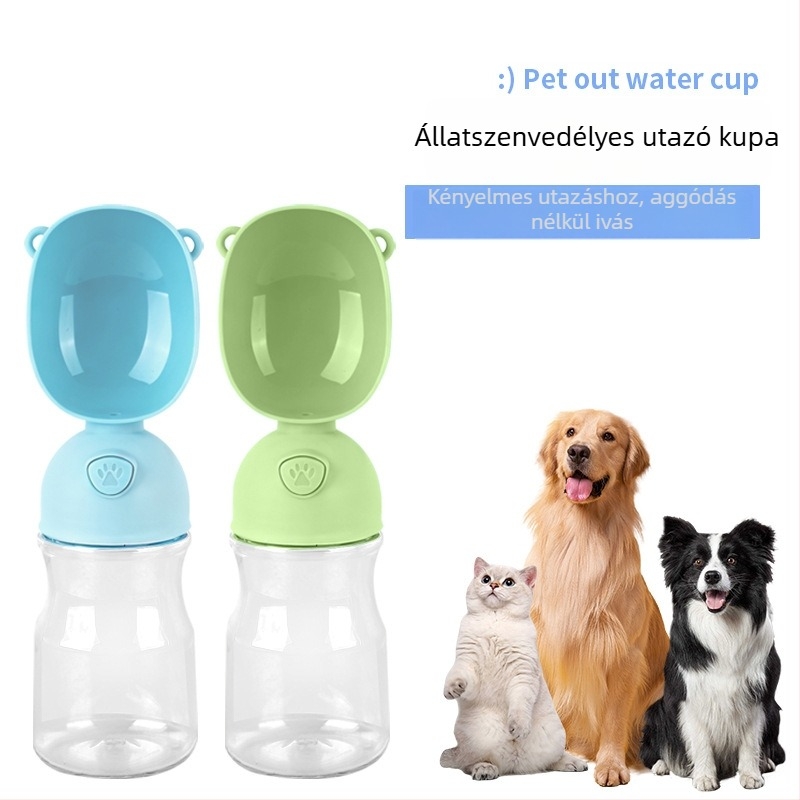 Kisállat utazó vízpalack kétfedeles, ABS anyagból, ideális utazásokhoz