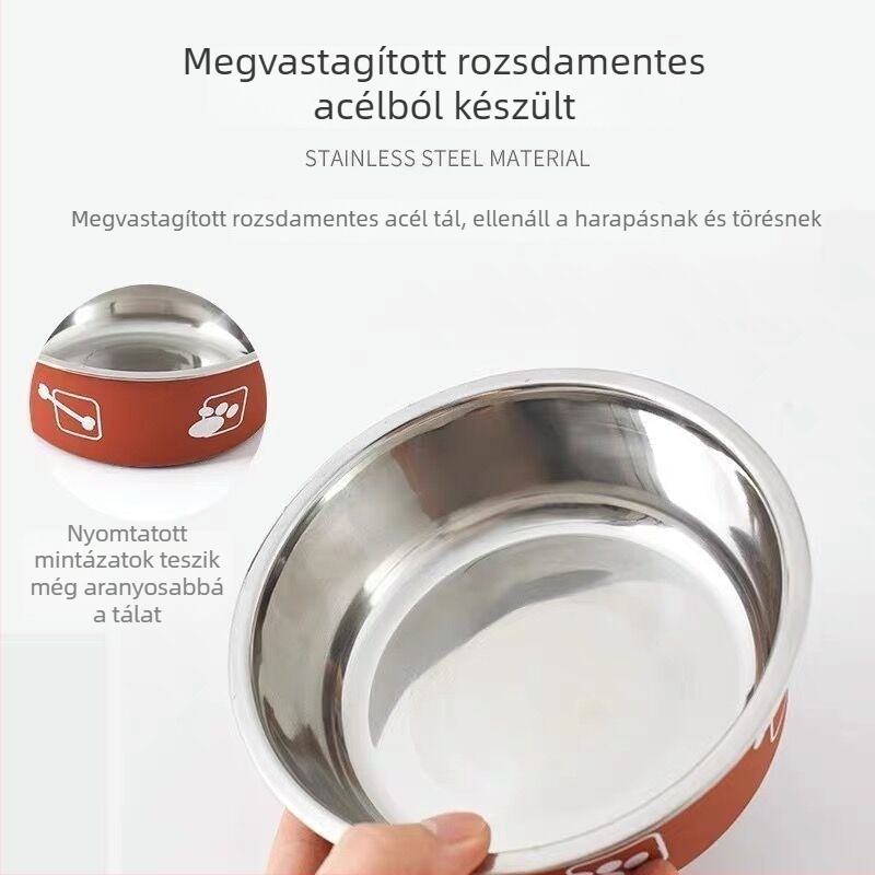 Kutyáknak készült etetőtál két rétegű kialakítással, anti-tip és csepegés elleni védelemmel