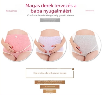Terhes nőknek tervezett magas derekú fehérnemű, állítható hasrésszel, fő anyag 95% pamut, ágyékrész 100% pamut