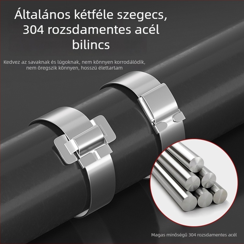 Kafwell 304 rozsdamentes acél szalagcsatok, 0,7 mm vastagság, 800 kg húzóerő, csomagoláshoz