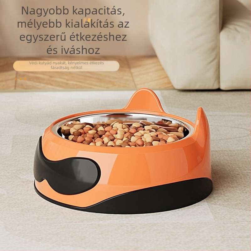 Macska etető tálak, dupla tálas kialakítás, anti-tipp, műanyag, víz és étel kettős használatra