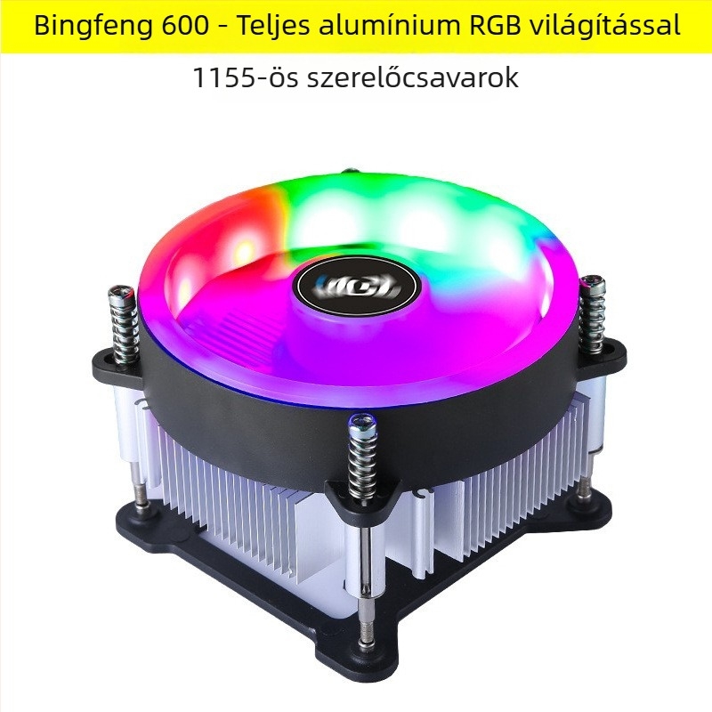 Alumínium magú CPU hűtő 1155/1151/1156/1200 foglalatokhoz, hidraulikus csapágy, 2000 ford/perc, 22 dB