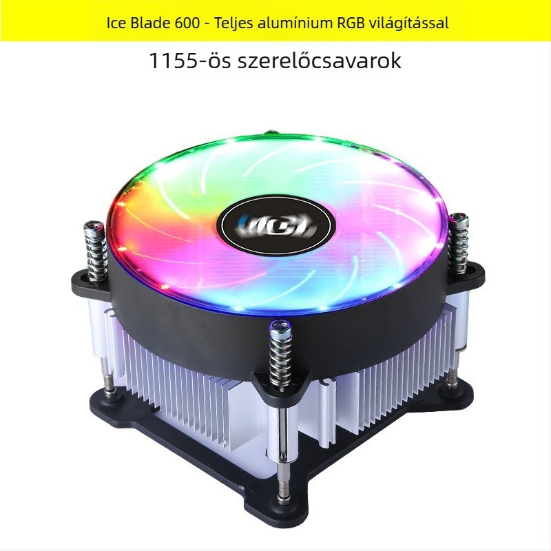 Alumínium magú CPU hűtő 1155/1151/1156/1200 foglalatokhoz, hidraulikus csapágy, 2000 ford/perc, 22 dB