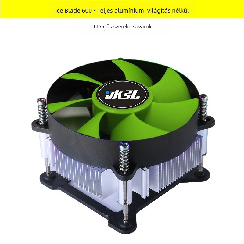Alumínium magú CPU hűtő 1155/1151/1156/1200 foglalatokhoz, hidraulikus csapágy, 2000 ford/perc, 22 dB